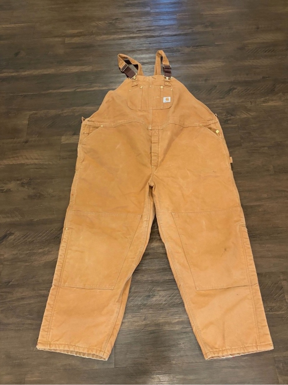 Carhartt Tan Duck Canvas Insulated Bib Overalls Men size 4XL Short